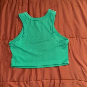 Green Ribbed Women's Tank Top